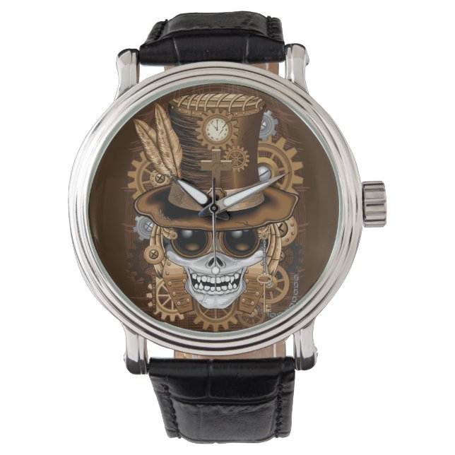 Reloj De Pulsera Skull Steampunk Voodoo Retro Machine (Anverso)