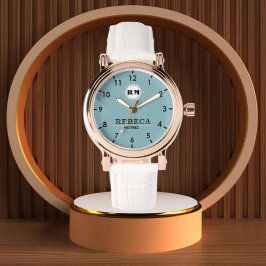 Reloj De Pulsera Sky Blue Personalized Custom Monogram Elegant