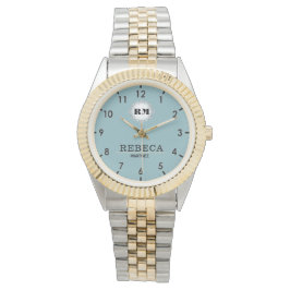 Reloj De Pulsera Sky Blue Personalized Custom Monogram Elegant