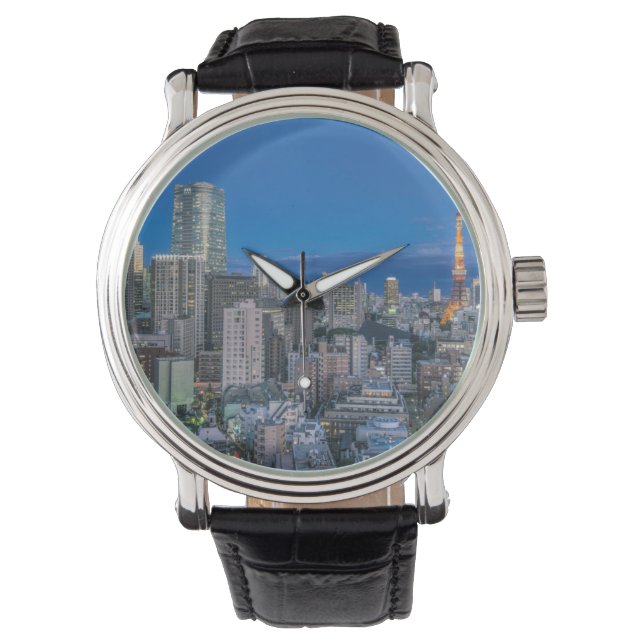 Reloj De Pulsera Skyline en el ocaso (Anverso)