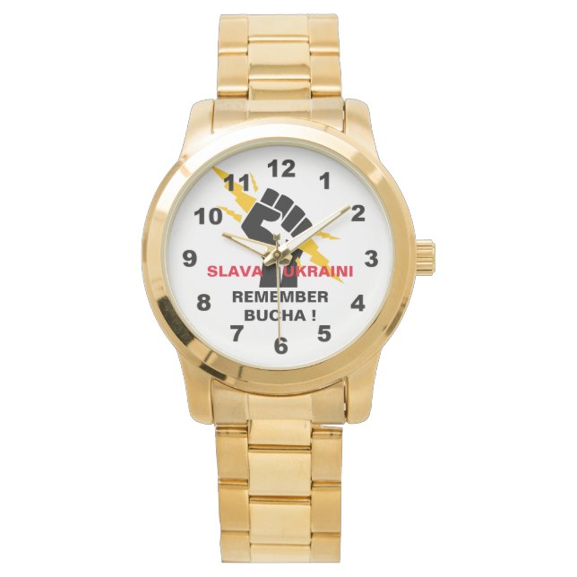 RELOJ DE PULSERA SLAVA UKRAINI RECUERDA A BUCHA (Anverso)