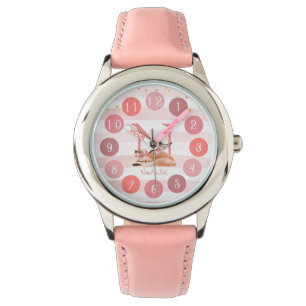 Reloj De Pulsera Sleepy Fox Ilustracion Sweet Monogram Watch