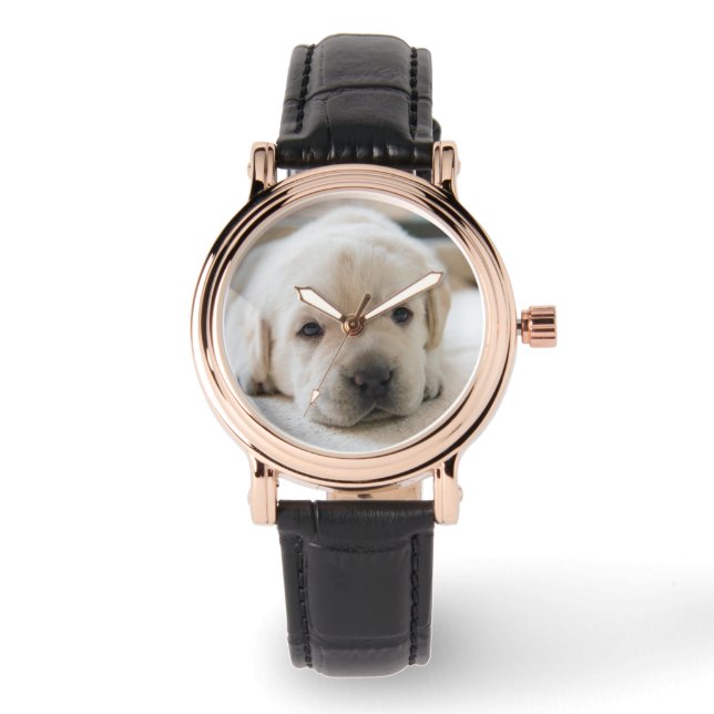 Reloj De Pulsera Sleepy Golden Labrador Puppy (Anverso)