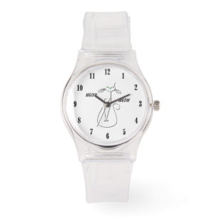 Reloj De Pulsera Slinky Black Cat Meow Meow Personalizado Textos Oj