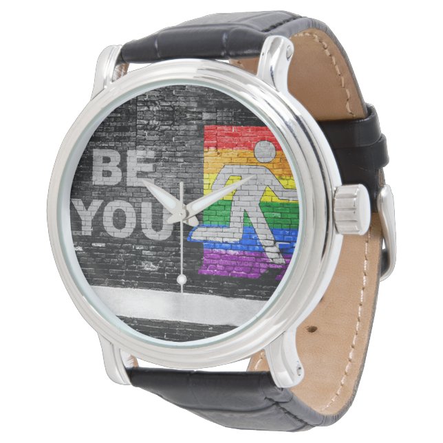 Reloj De Pulsera SlipperyJoe's Be You negro ladrillo pared de peato (Angular)