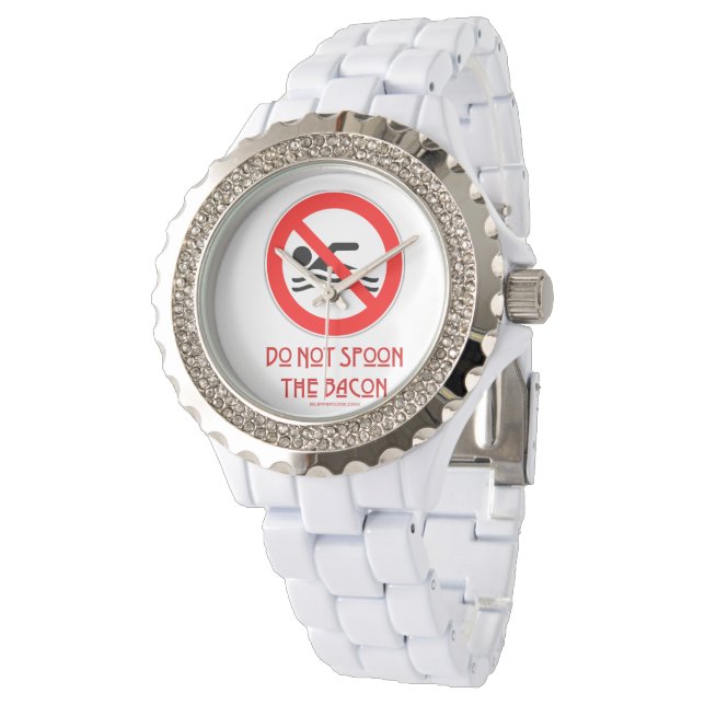 Reloj De Pulsera SlipperyJoe's Do Not Spoon Bacon red Advertencia m (Angular)