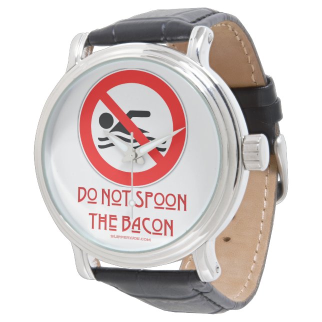 Reloj De Pulsera SlipperyJoe's Do Not Spoon Bacon red Advertencia m (Angular)