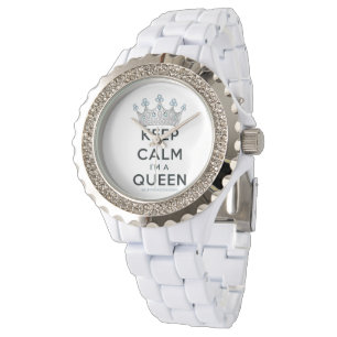 Reloj De Pulsera SlipperyJoe's Keep Calm Queen Royal Crown jewels a