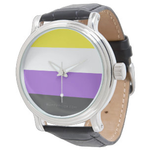 Reloj De Pulsera SlipperyJoe's Nonbinary Pride Flag gay gifts LGBTQ