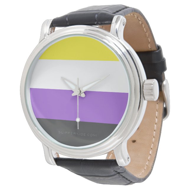 Reloj De Pulsera SlipperyJoe's Nonbinary Pride Flag gay gifts LGBTQ (Angular)