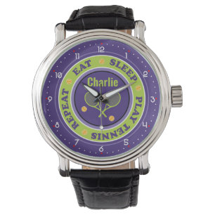 Reloj De Pulsera Slogan de tenis de Guay, púrpura y verde