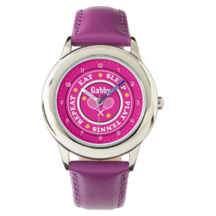 Reloj De Pulsera Slogan de tenis rosa Guay con nombre personalizado