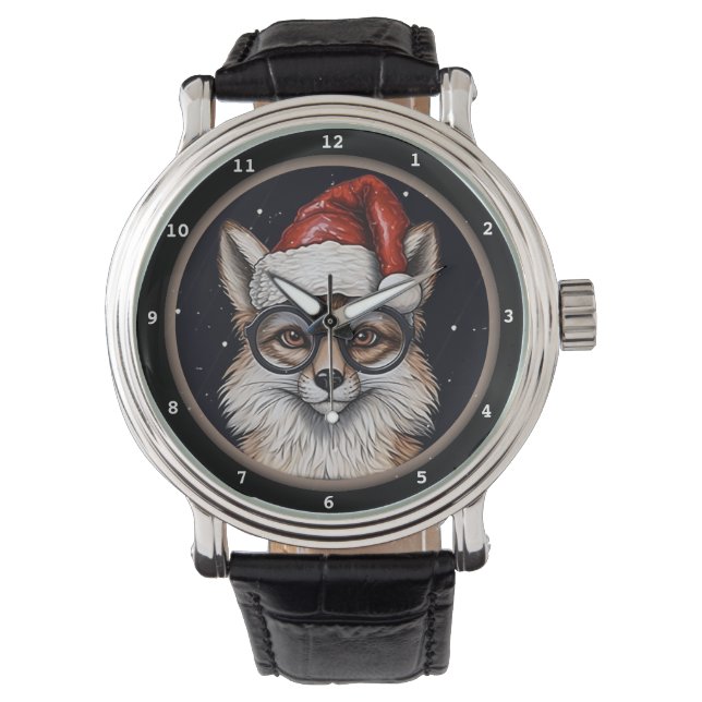 Reloj De Pulsera Smart Fox Christmas Hat Image (Anverso)