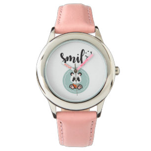 Reloj De Pulsera Smile Panda Stainless Steless Kids Watch - Rosa