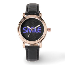 Reloj De Pulsera SMILE texto en neón iluminado en ladrillo