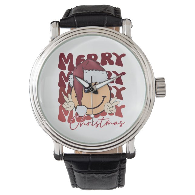 Reloj De Pulsera Smiley Face Merry Christmas (Anverso)