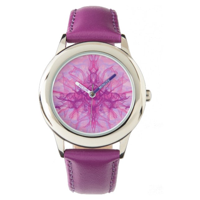 Reloj De Pulsera SMOKE PINK - Arte fractal moderno y abstracto - (Anverso)