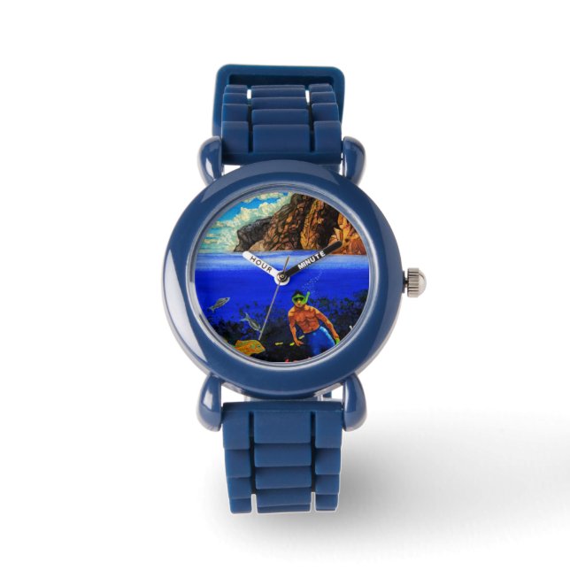Reloj De Pulsera Snorkel en el rock negro (Anverso)
