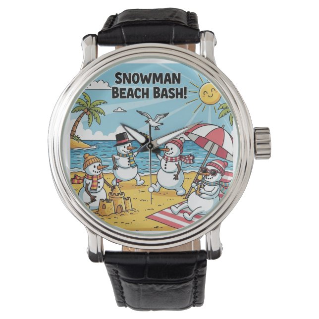 Reloj De Pulsera Snowman Beach Bash (Anverso)