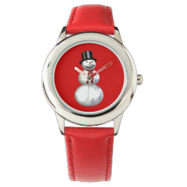 Reloj De Pulsera Snowman en un Personalizable infantil de fondo de