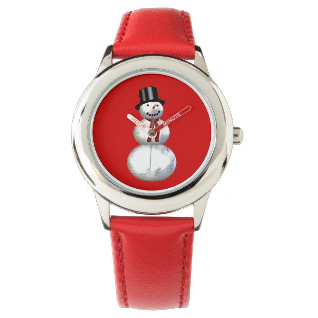 Reloj De Pulsera Snowman en un Personalizable infantil de fondo de  (Anverso)