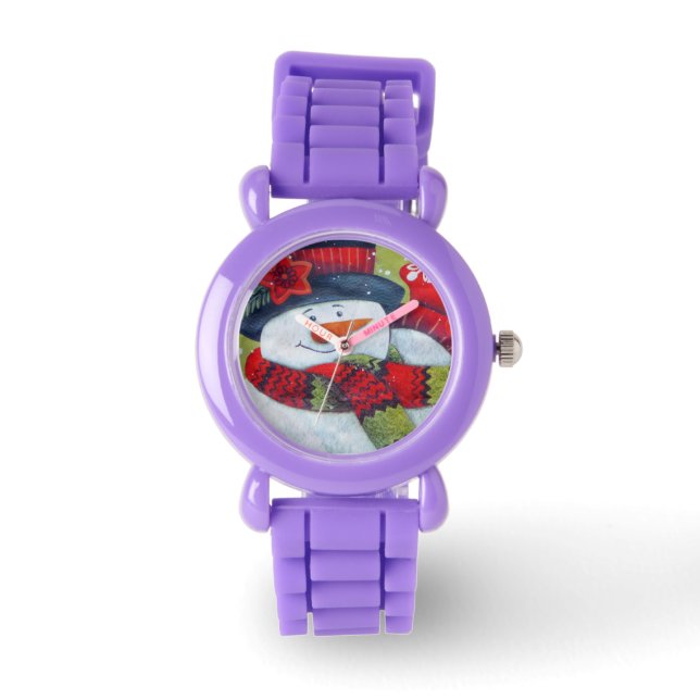 Reloj De Pulsera Snowman vistiendo bufanda (Anverso)
