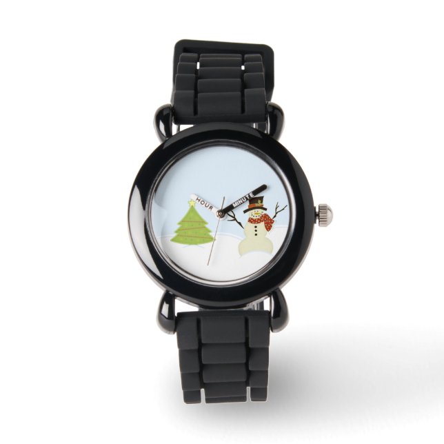 Reloj De Pulsera Snowman y el árbol (Anverso)
