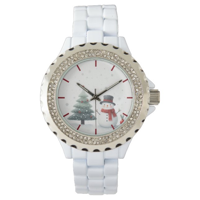Reloj De Pulsera Snowman y Evergreen (Anverso)