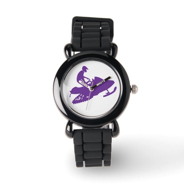 Reloj De Pulsera Snowmibiler Purple Snowmobile (Anverso)