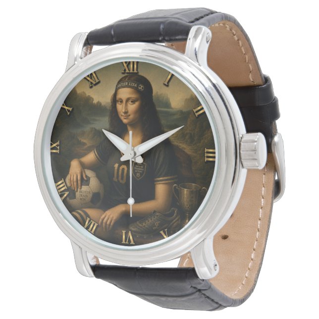 Reloj De Pulsera Soccer Funny Mona Lisa (Angular)