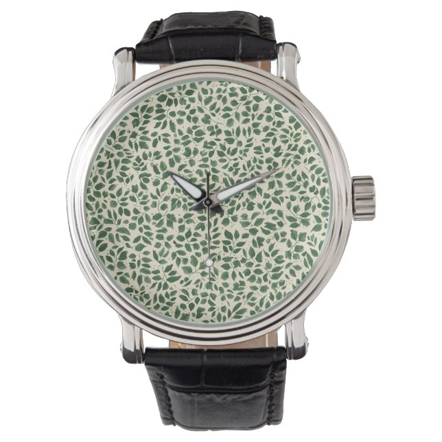 Reloj De Pulsera Soft Sage Green Botanical Leaf Foliage Pattern (Anverso)