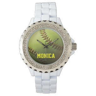 Reloj De Pulsera Softball amarillo