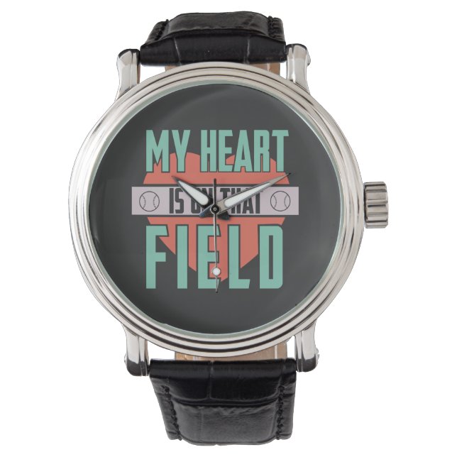 Reloj De Pulsera Softball - Mi Corazón Está En Ese Campo (Anverso)