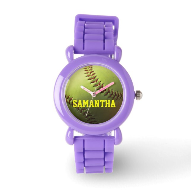 Reloj De Pulsera Softbol amarillo (Anverso)