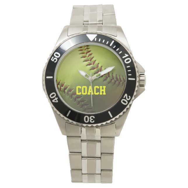 Reloj De Pulsera Softbol amarillo (Anverso)