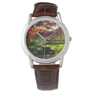 Reloj De Pulsera Sol a través de hojas de otoño, Croacia