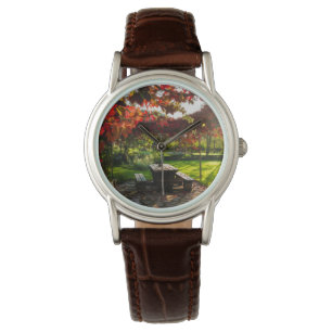 Reloj De Pulsera Sol a través de hojas de otoño, Croacia