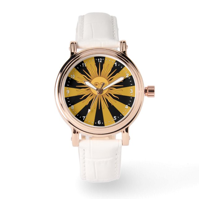 Reloj De Pulsera Sol de Mayo dorado de Argentina, moda (Anverso)