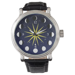 Reloj De Pulsera Sol, fases lunares y estrellas