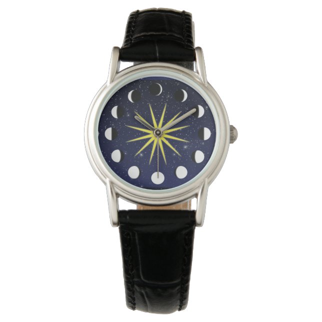 Reloj De Pulsera Sol, fases lunares y estrellas (Anverso)