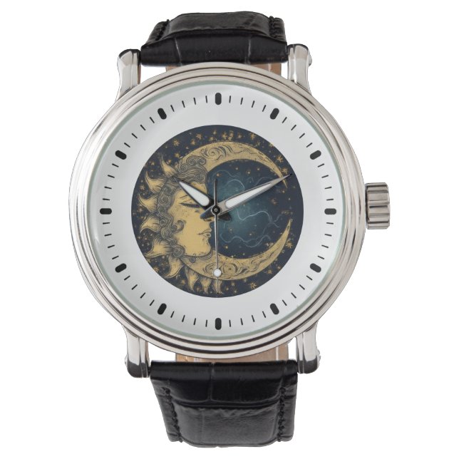 Reloj De Pulsera Sol Luna Mística Celestial (Anverso)
