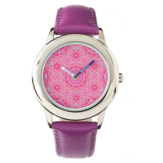 Reloj De Pulsera Sol rosa y estrellas papel de mosaico de niñas beb (Anverso)