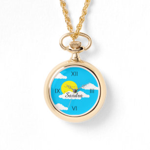 Reloj De Pulsera Sol sonriente con nubes esponjosas
