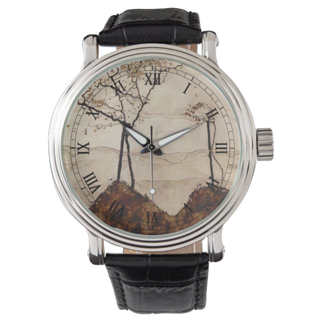 Reloj De Pulsera Sol y árboles otoñales de Egon Schiele, arte vinta (Anverso)