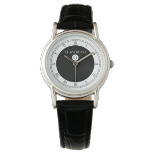 Reloj De Pulsera Sólido elegante negro y blanco