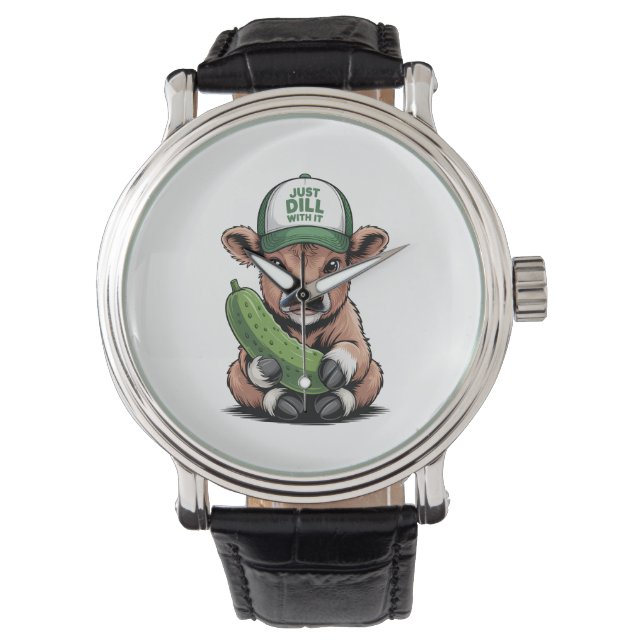 Reloj De Pulsera Sólo cállate con ella vaca, curiosa lechuga (Anverso)