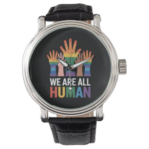Reloj De Pulsera Somos todos arcoíris humano alzando manos Orgullo