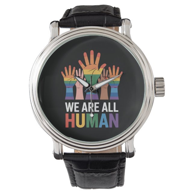 Reloj De Pulsera Somos todos arcoíris humano alzando manos Orgullo  (Anverso)
