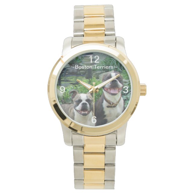 Reloj De Pulsera Sonriente y feliz Boston Terriers Watch (Anverso)