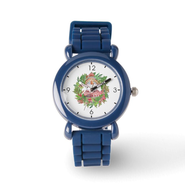 Reloj De Pulsera Sonrientes Navidades de Snowman Wreath (Anverso)